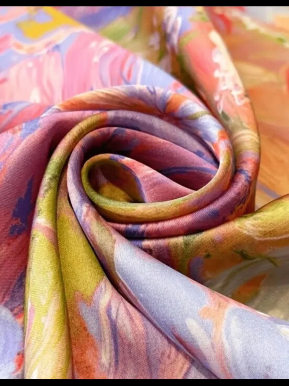 Lavender Marble Print Silk -feel Neck Scarf